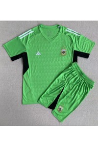Fotbalové Dres Argentina Brankářské Dětské Domácí Oblečení MS 2022 Krátký Rukáv (+ trenýrky)